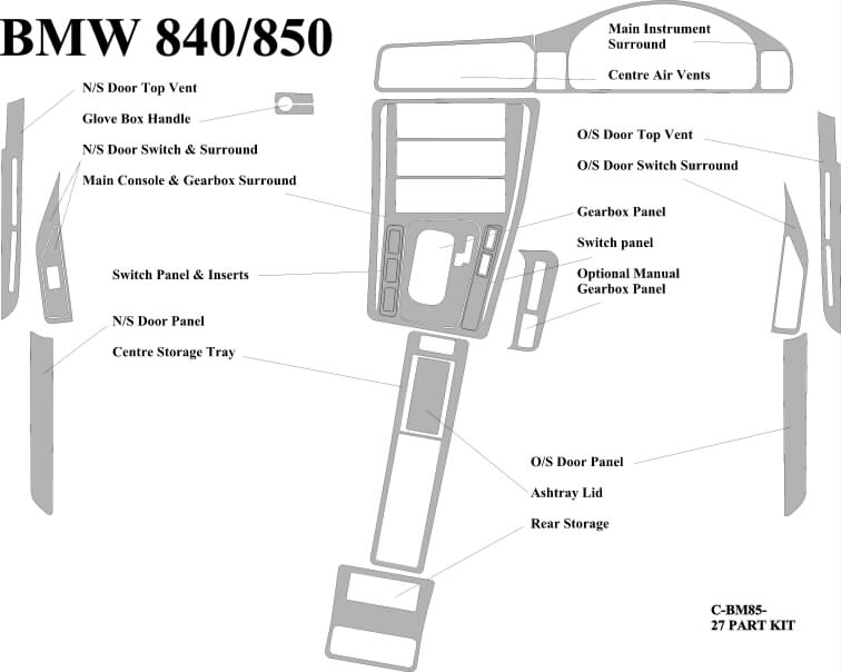 BMW 840 / 850 WOOD EFFECT DASHBOARD